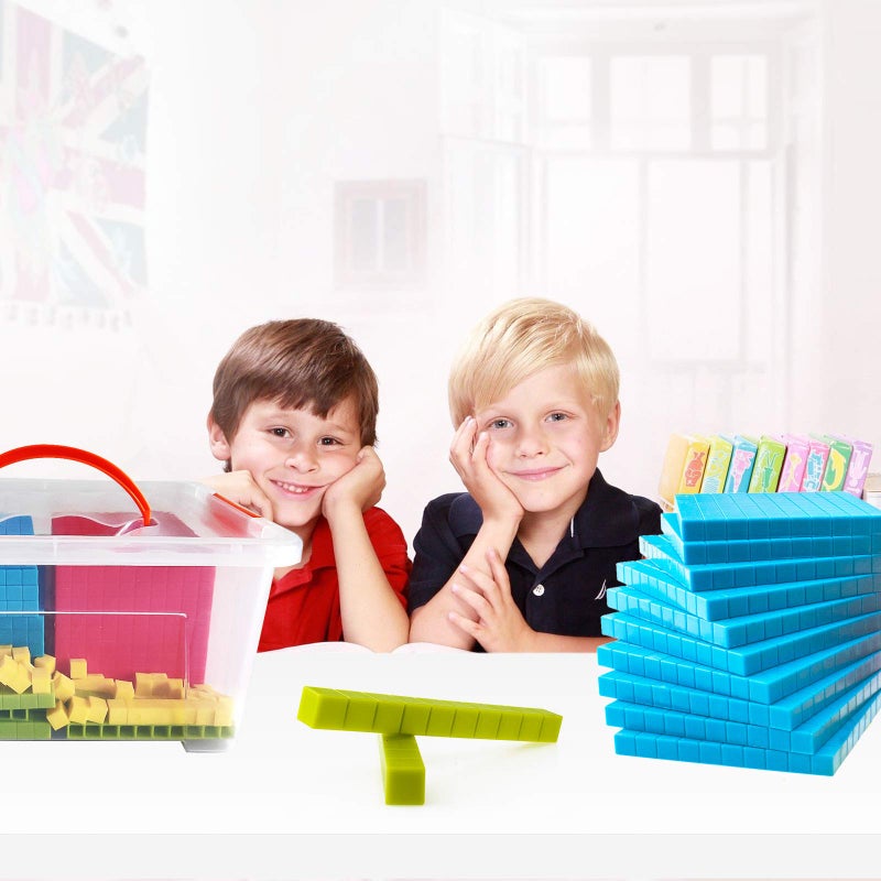 Doloowee Base Ten Blocks Set - 121PCs Base 10 Set Learning Math Manipulative Teach Kids Volume  Place Value and Number Concepts for Early Counting Math in School or Home - Image 4